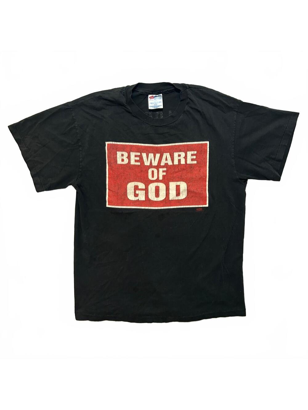 VTG 90's Marilyn Manson Beware of God Band Music T-Shirt Large Black Punk Grunge